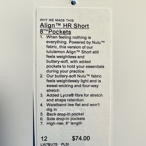 Lululemon biker shorts, never worn.